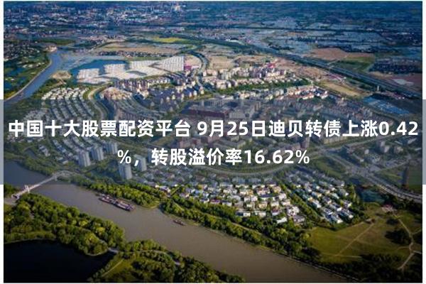 中国十大股票配资平台 9月25日迪贝转债上涨0.42%，转股溢价率16.62%