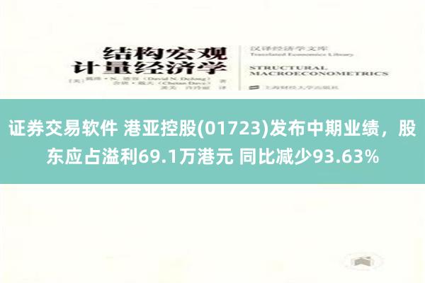 证券交易软件 港亚控股(01723)发布中期业绩，股东应占溢利69.1万港元 同比减少93.63%