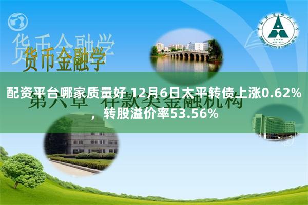 配资平台哪家质量好 12月6日太平转债上涨0.62%，转股溢价率53.56%