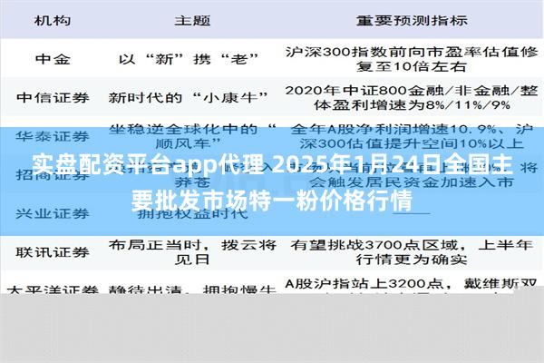 实盘配资平台app代理 2025年1月24日全国主要批发市场特一粉价格行情